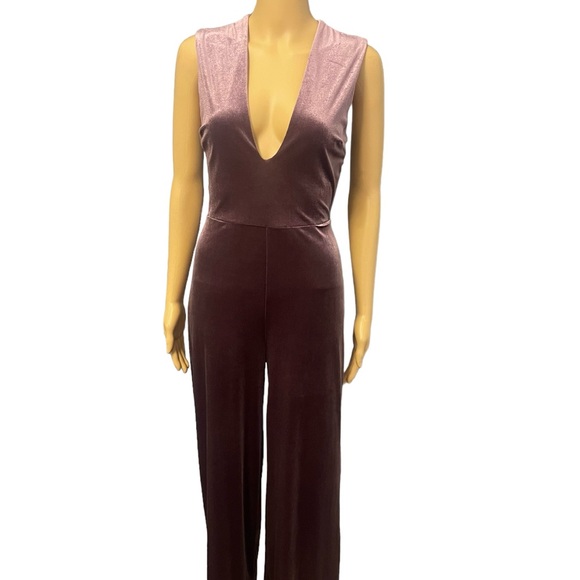 BOU BOU Plum Purple Velvet Backless Jumpsuit - Small - Picture 5 of 9